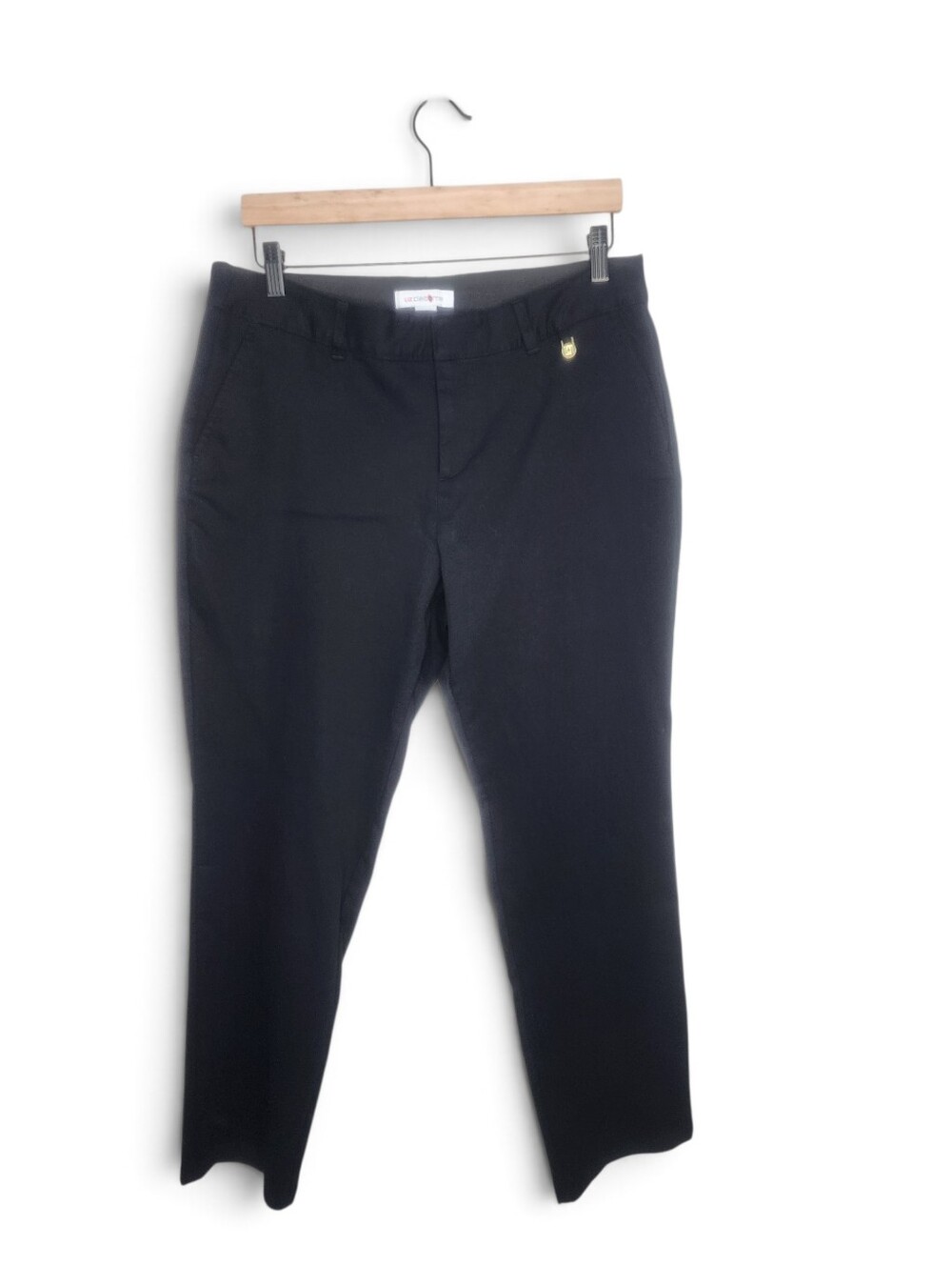 Liz Claiborne Flat Front Cotton Blend Pants in Black Size 10